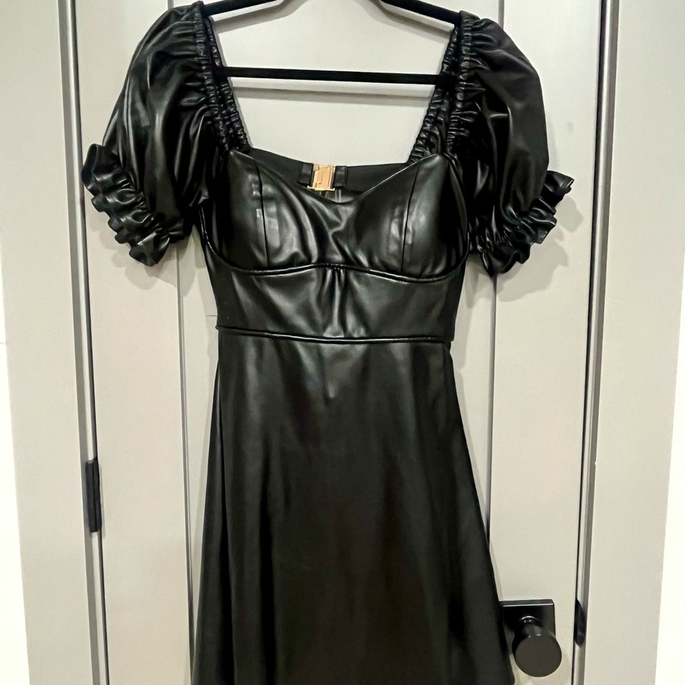 Forever 21 Black Faux Leather Mini Dress